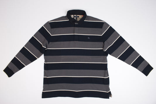 Burberry London Striped Long Sleeve Polo Men Shirt, Size 9 (2XL-3XL), Excellent 9/10