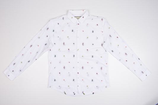 * Gucci Colored Embroideries White Men Shirt, Size 43 (XL), Excellent 10/10