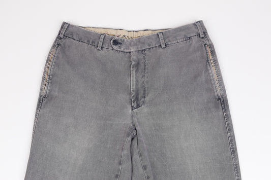 Pantalons en denim classique en coton gris Burberry, Taille 50 (34), Très bon 7/10